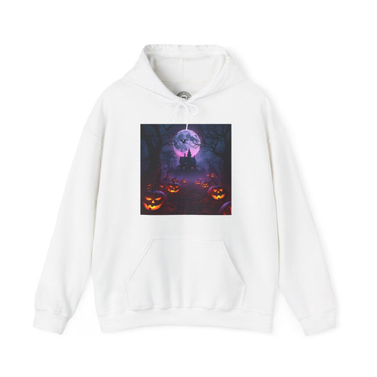 Halloween Themed Unisex Hoodie, Spooky Sweatshirt for Fall Festivities, Cozy Ghostly Apparel, Pumpkin Print Hoody, Halloween Gift Idea